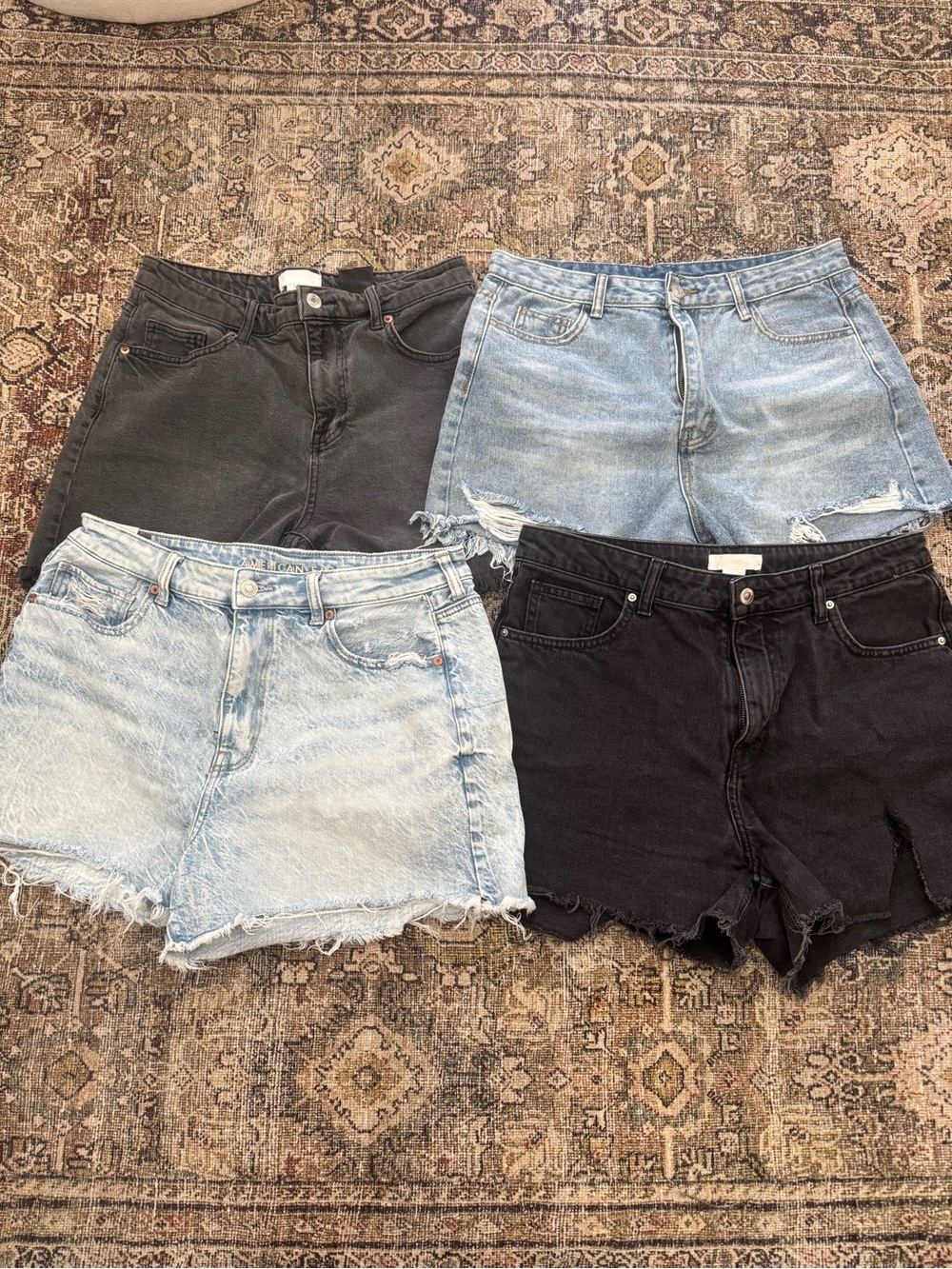 H&M, American Eagle, SHEIN Women’s Denim Shorts Bundle - Black & Light Blue